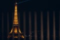 Night view of the Eiffel Tower from the Arc Triumph Royalty Free Stock Photo