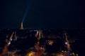 Night view of the Eiffel Tower from the Arc Triumph Royalty Free Stock Photo