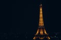 Night view of the Eiffel Tower from the Arc Triumph Royalty Free Stock Photo