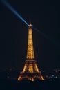 Night view of the Eiffel Tower from the Arc Triumph Royalty Free Stock Photo