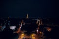 Night view of the Eiffel Tower from the Arc Triumph Royalty Free Stock Photo