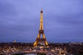 Night view of Eiffel Tower, a iron tower on the Champ de Mars in Paris, France Royalty Free Stock Photo