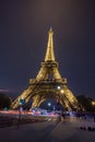 Night view of Eiffel Tower, a iron tower on the Champ de Mars in Paris, France Royalty Free Stock Photo