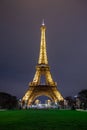 Night view of Eiffel Tower, a iron tower on the Champ de Mars in Paris, France Royalty Free Stock Photo