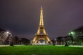 Night view of Eiffel Tower, a iron tower on the Champ de Mars in Paris, France Royalty Free Stock Photo