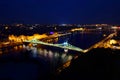 Night view of Elizabeth Bridge, Danube River