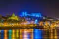 Night view of an episcopal palace, cathedral and church of the third order of saint francis in Porto, Portugal Royalty Free Stock Photo