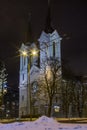 Night view of Estonian Christian Pentecostal Church in Tallinn. Estonia