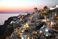Night view of fabulous picturesque village of Oia in Santorini island, Greece. Royalty Free Stock Photo