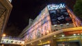 Night view of the facade of the famous Lafayette galeries