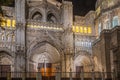 Night view door cathedral of toledo. Castilla la Mancha. Spain Royalty Free Stock Photo