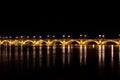 Night view of the famous bridge of Bordeaux called Le Pont de Pierre Royalty Free Stock Photo