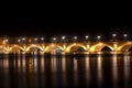 Night view of the famous bridge of Bordeaux called Le Pont de Pierre Royalty Free Stock Photo