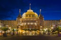 Night view of the famous Kurhaus hotel of Scheveningen, The Netherlands Royalty Free Stock Photo