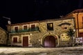 Rabanal del Camino, Spain - Night View of the Famous Pilgrim Hostel Albergue del Pilar in Rabanal, along the Way of St James