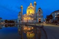 Night view of famous Saint Charles`s Church in Vienna Austria Royalty Free Stock Photo