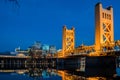 Night view of the famous tower bridge of Sacramento Royalty Free Stock Photo