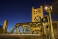 Night view of the famous tower bridge of Sacramento Royalty Free Stock Photo