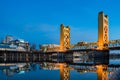 Night view of the famous tower bridge of Sacramento Royalty Free Stock Photo