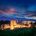Night View of Fantastic Alhambra, European travel landmark Royalty Free Stock Photo