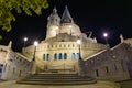 Night view of Fisherman`s Bastion, one of the best known monuments in Budapest in the Buda Castle District, Hungary Royalty Free Stock Photo