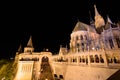 Night view of Fisherman`s Bastion, one of the best known monuments in Budapest in the Buda Castle District, Hungary Royalty Free Stock Photo