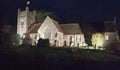 Night view of floodlit Hambledon Parish Church