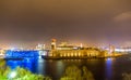 Night view of Fort Saint-Jean and Cathedral in Marseille Royalty Free Stock Photo