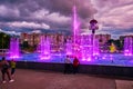 The night view on the fountain Pearl of Love in central park of Uman, Ukraine