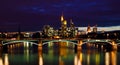 Night View of Frankfurt Skyline Royalty Free Stock Photo