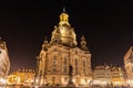 Night view of the Frauenkirche church on Neumarkt square in the old town of Dresden, Saxony, Germany Royalty Free Stock Photo