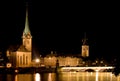 The night view of the Fraumunster in Zurich