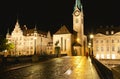 The night view of the Fraumunster in Zurich