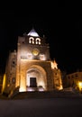 Facade of Elvas main church, Our Lady of the Assumption, by night Royalty Free Stock Photo