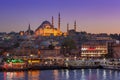 Night view from the Galata Bridge, Istanbul, Turkey Royalty Free Stock Photo