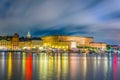 Night view of Gamla Stan and The Royal Palace in Stockholm, Sweden....IMAGE Royalty Free Stock Photo