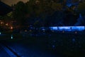 Night view of the garden in Shorenin Temple with lights Royalty Free Stock Photo