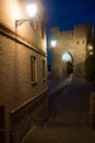 Night view. The gate in Toledo Royalty Free Stock Photo