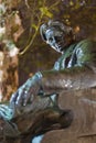 Night view of George Enescu statue