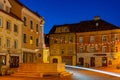 Night view of Glavni trg square in Kranj, Slovenia