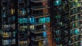 Night view of glowing windows in apartment tower timelapse. Royalty Free Stock Photo
