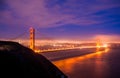 Night view of the Golden Gate Bridge, San Francisco California Royalty Free Stock Photo