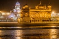 Night view of the Golden Temple (Harmandir Sahib) in Amritsar, Punjab state, Ind Royalty Free Stock Photo