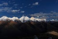 Night view of Gongga Shan or Minya Konka Mountain with Cloudy Sky and Stars, Sichuan Provence, China Royalty Free Stock Photo