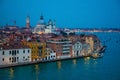 Night view of Grand Canal with old houses in Venice, Italy Royalty Free Stock Photo