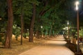 Night view of Greek Park in Odessa city, Ukraine, near Potemkin stairs and Primorskiy boulevard