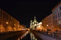 Night view of Griboyedov Canal Royalty Free Stock Photo