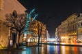 Night view of Grodzka Street in the old Town in Krakow, Poland Royalty Free Stock Photo