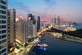 Night view of Haeundae beach. Haeundae beach is Busan`s most popular beach in South Korea