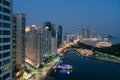 Night view of Haeundae beach. Haeundae beach is Busan`s most popular beach in South Korea